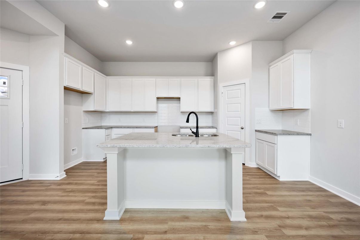 Interior, Kitchen, Recessed Lighting, Wood Texture Flooring