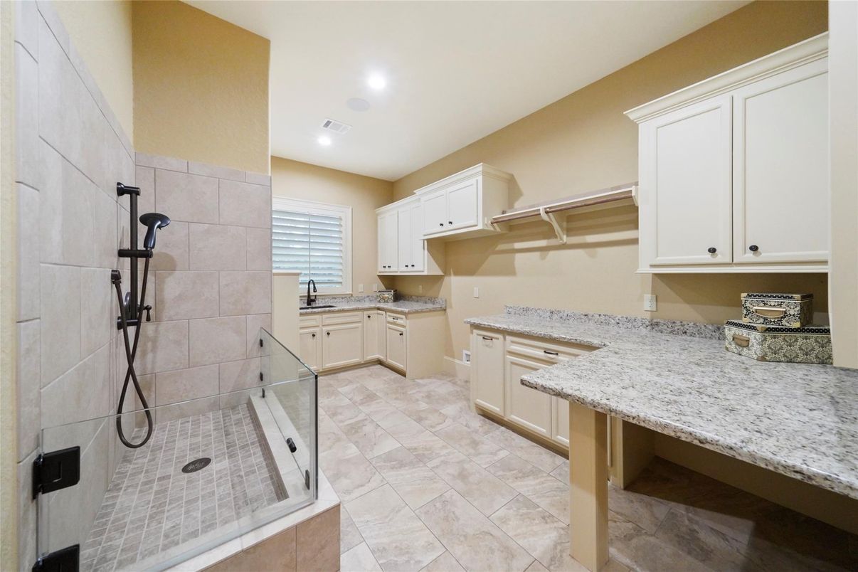 Bathroom, Glass Shower, Interior, Recessed Lighting