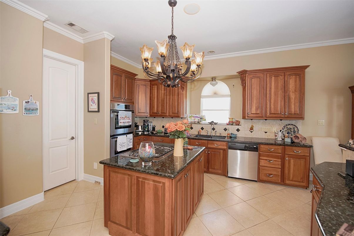 Chandelier, Interior, Kitchen, Stainless Steel Appliances