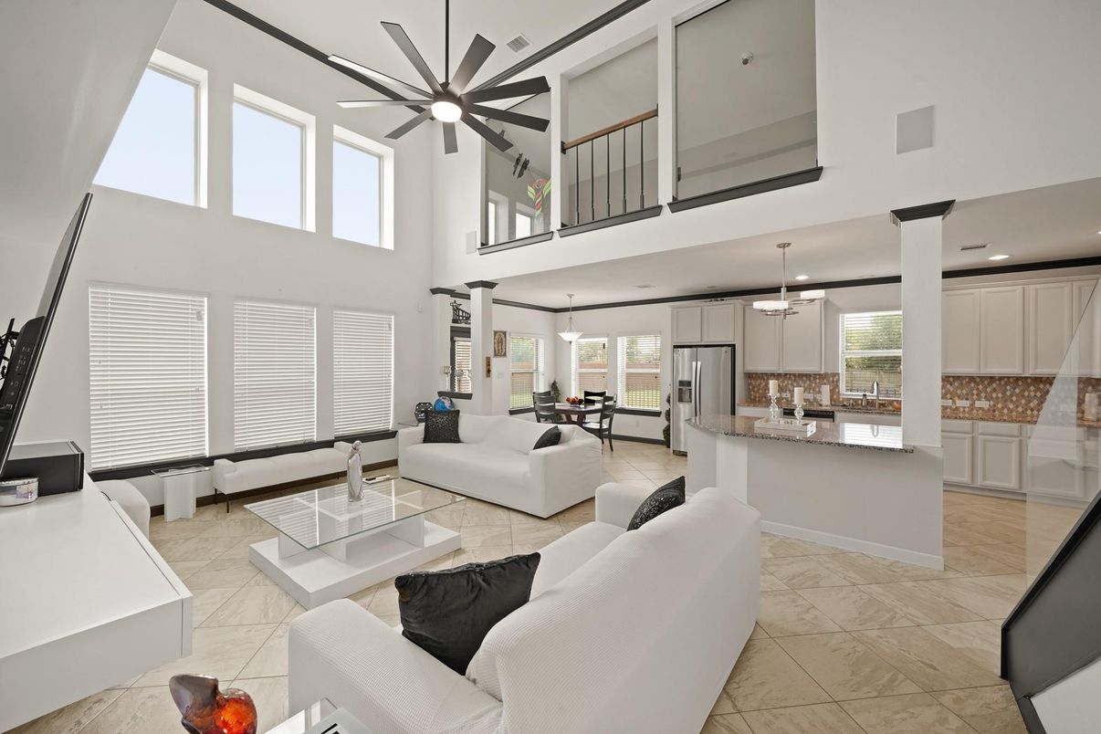 Interior, Kitchen, Living room, Marble, Pendant Lights, Recessed Lighting, Stainless Steel Appliances
