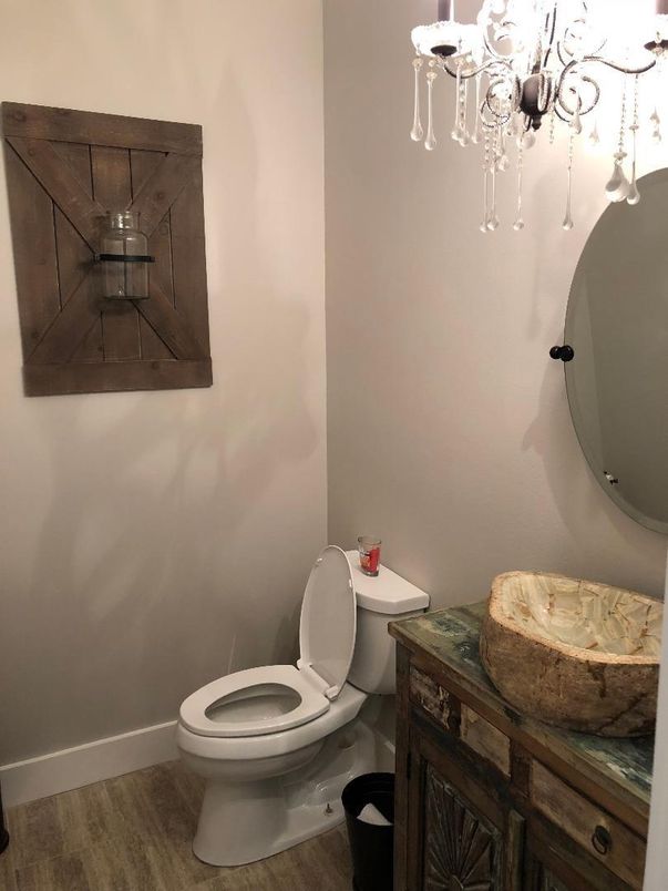 Bathroom, Chandelier, Interior, Wood Texture Flooring