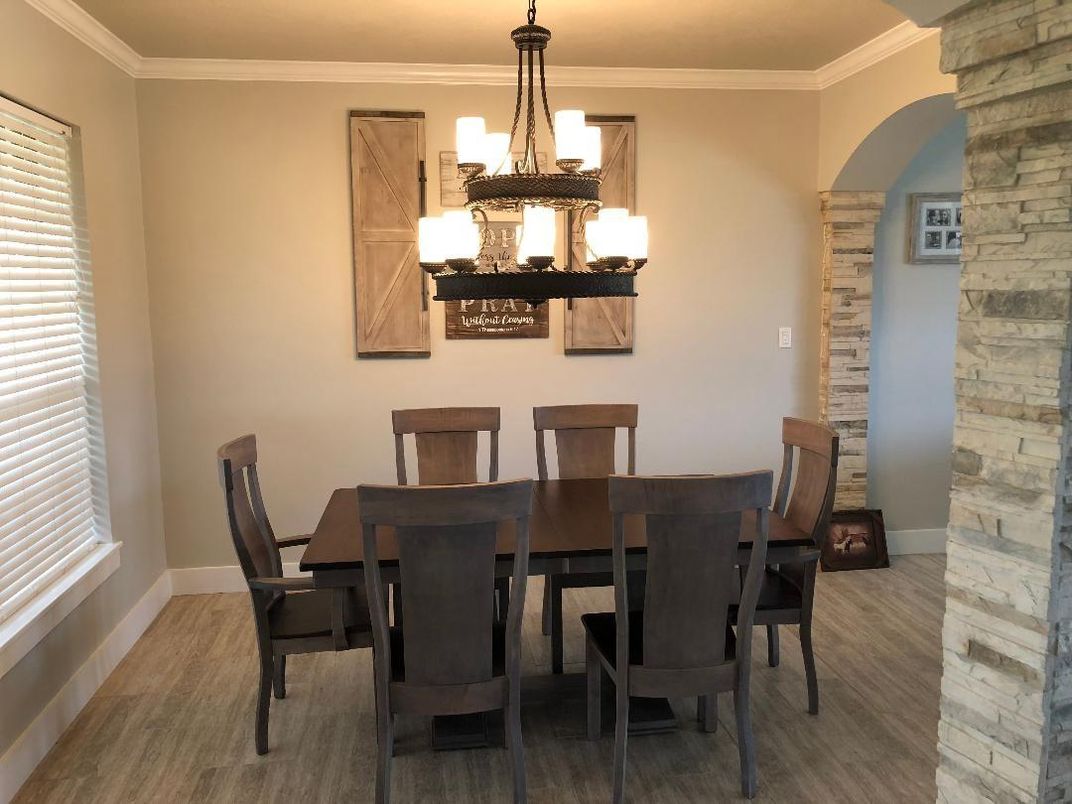 Chandelier, Dining room, Interior, Wood Texture Flooring