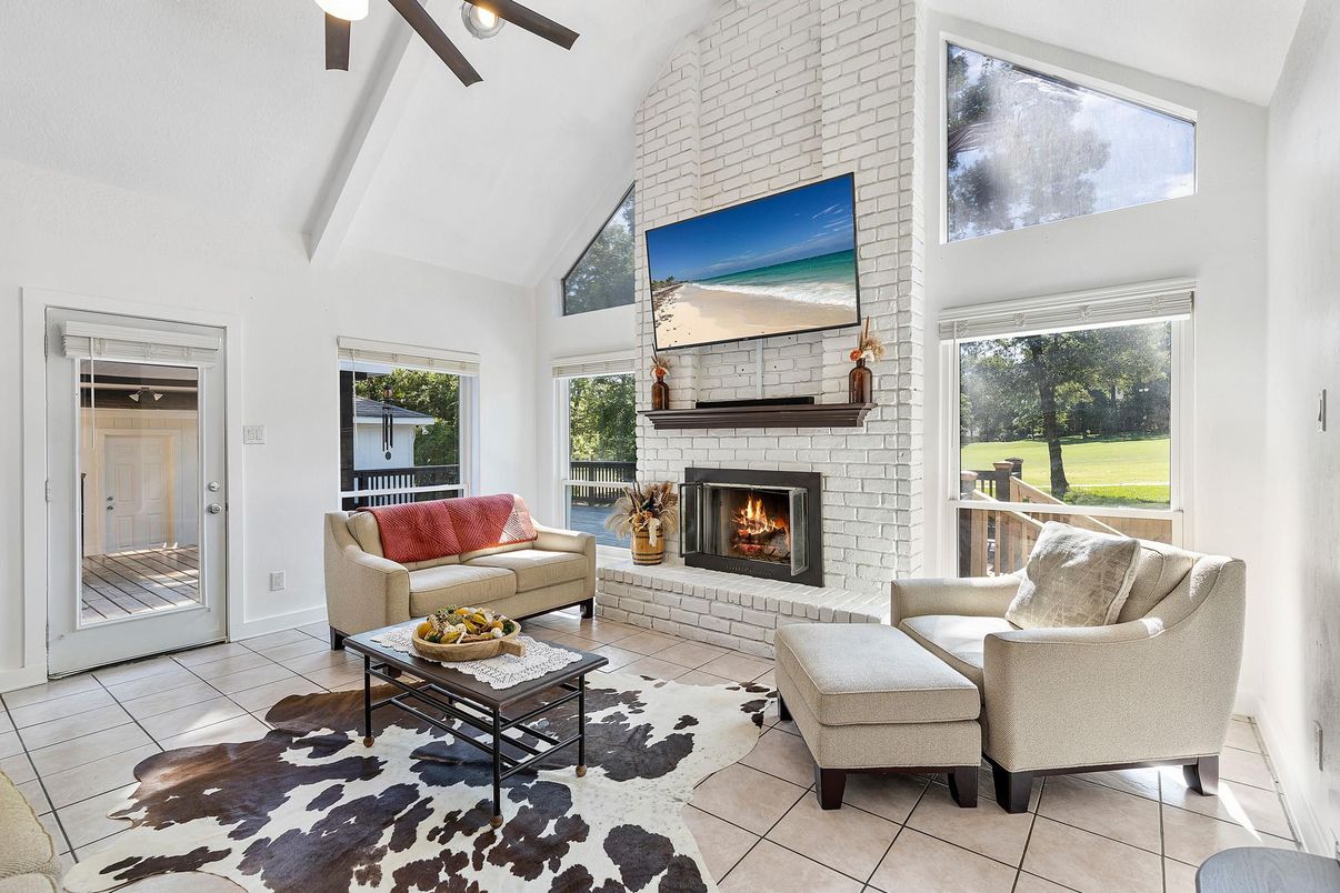 Fireplace, Interior, Living room, Stone Walls