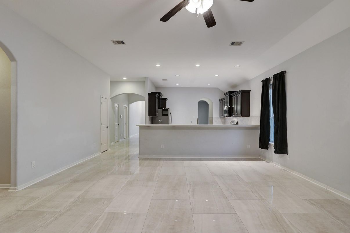 Empty room, Interior, Kitchen, Recessed Lighting