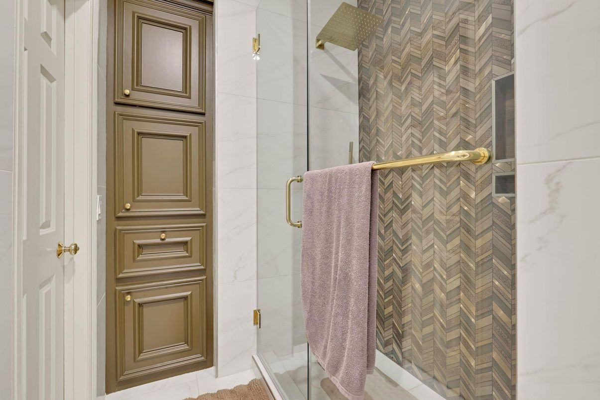 Bathroom, Glass Shower, Interior, Marble Walls
