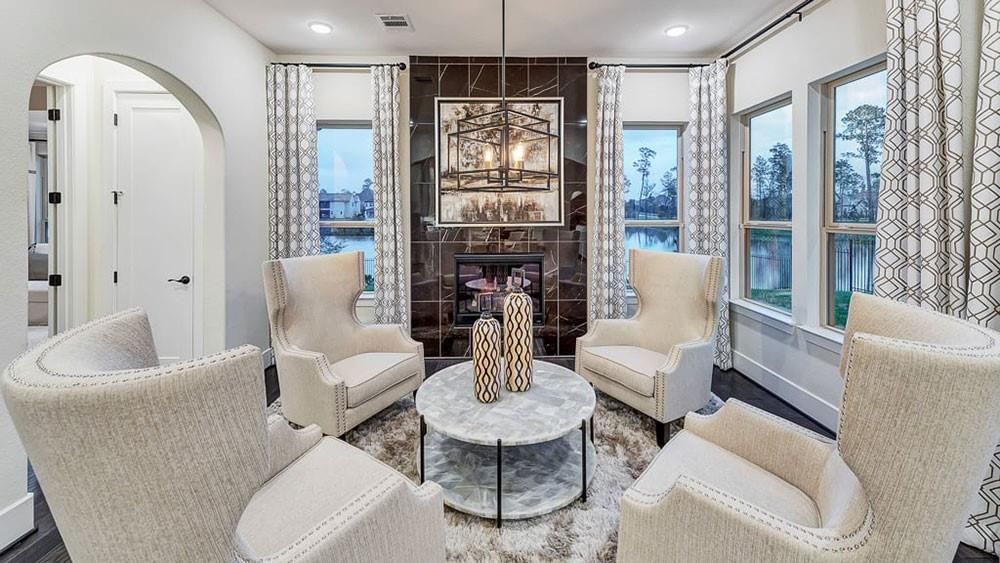 Fireplace, Interior, Living room, Pendant Lights, Recessed Lighting, Water