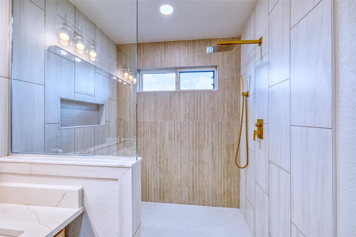 Bathroom, Glass Shower, Interior, Recessed Lighting