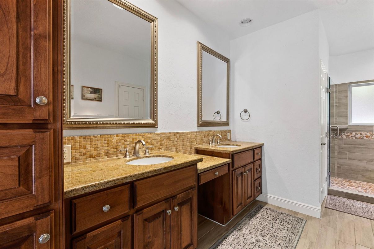Bathroom, Dual Sink Vanities, Glass Shower, Interior