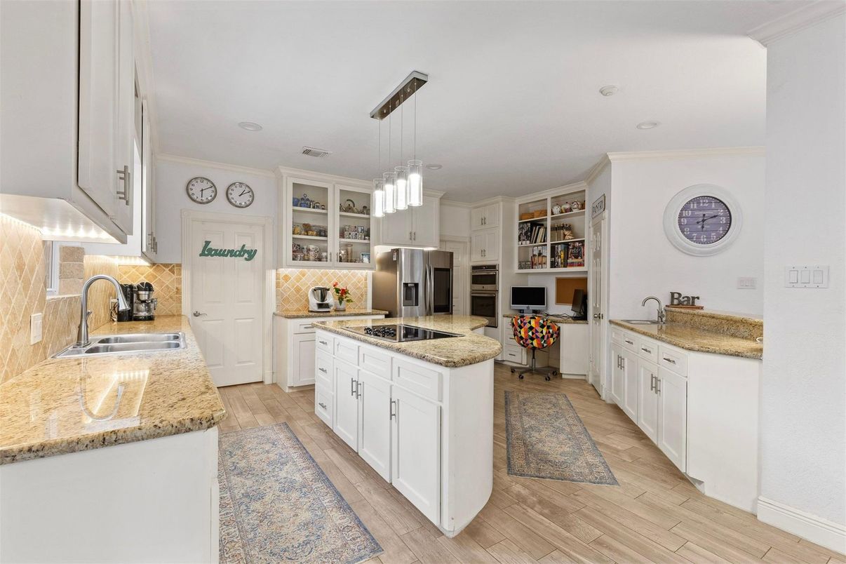 Interior, Kitchen, Pendant Lights, Stainless Steel Appliances, Wood Texture Flooring