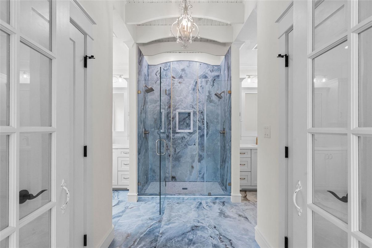 Bathroom, Glass Shower, Interior, Marble, Marble Walls