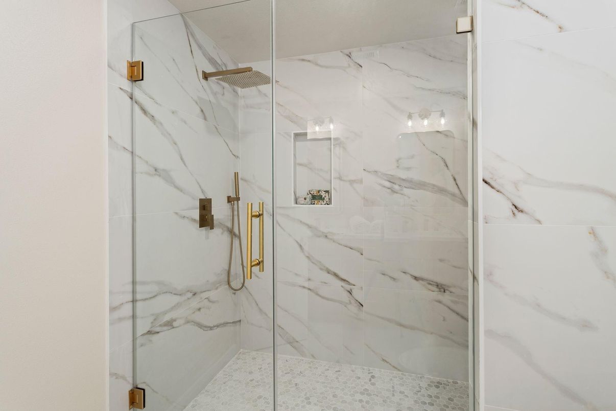 Bathroom, Glass Shower, Interior, Marble Walls