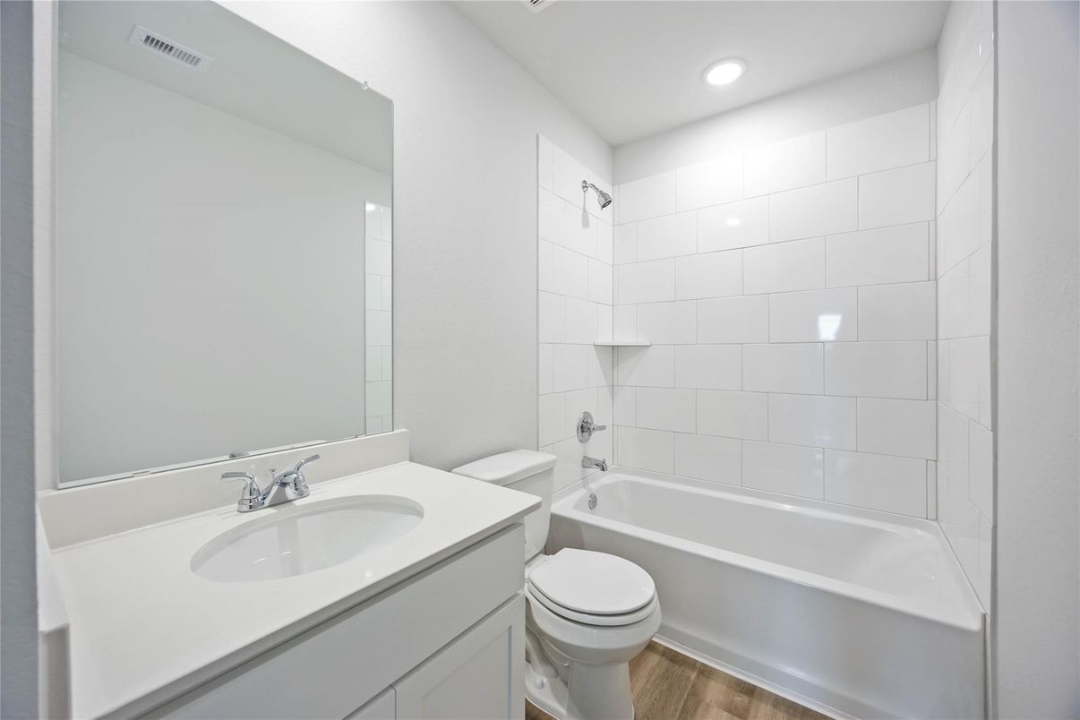 Bathroom, Interior, Recessed Lighting, Wood Texture Flooring