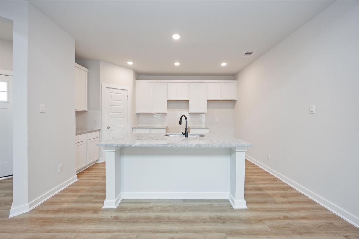 Interior, Kitchen, Recessed Lighting, Wood Texture Flooring