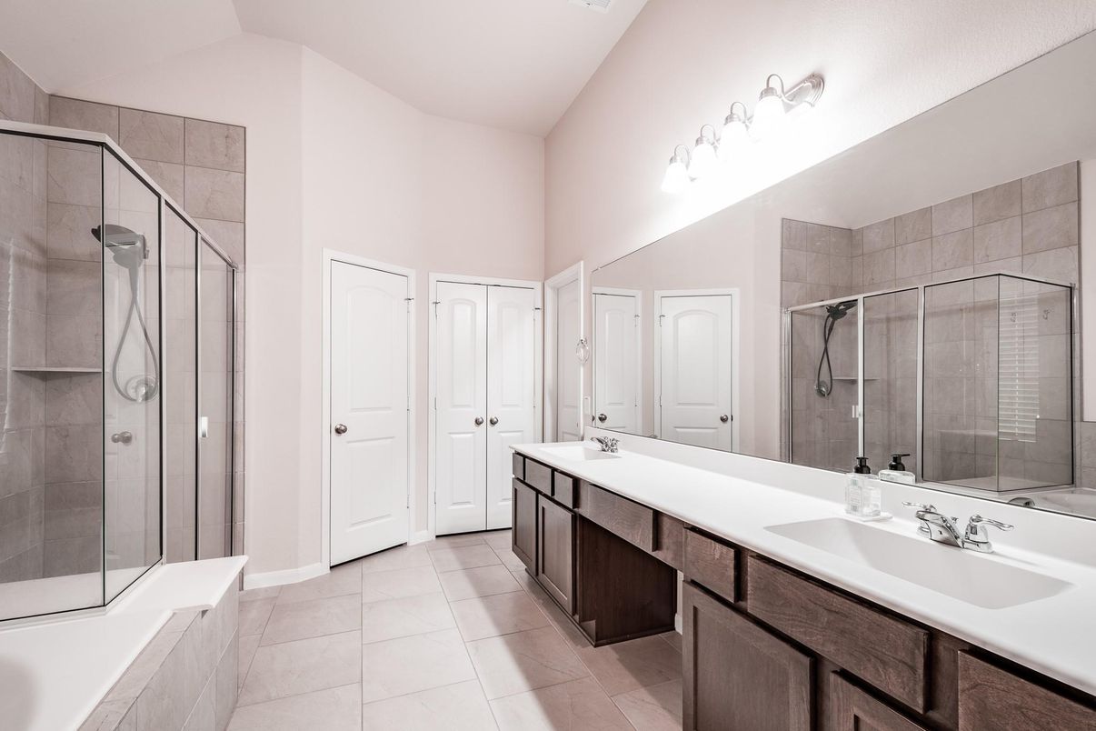 Bathroom, Dual Sink Vanities, Glass Shower, Interior