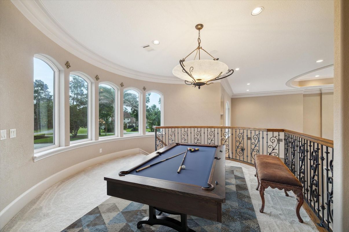 Billiard Table, Game Room, Interior, Pendant Lights, Recessed Lighting