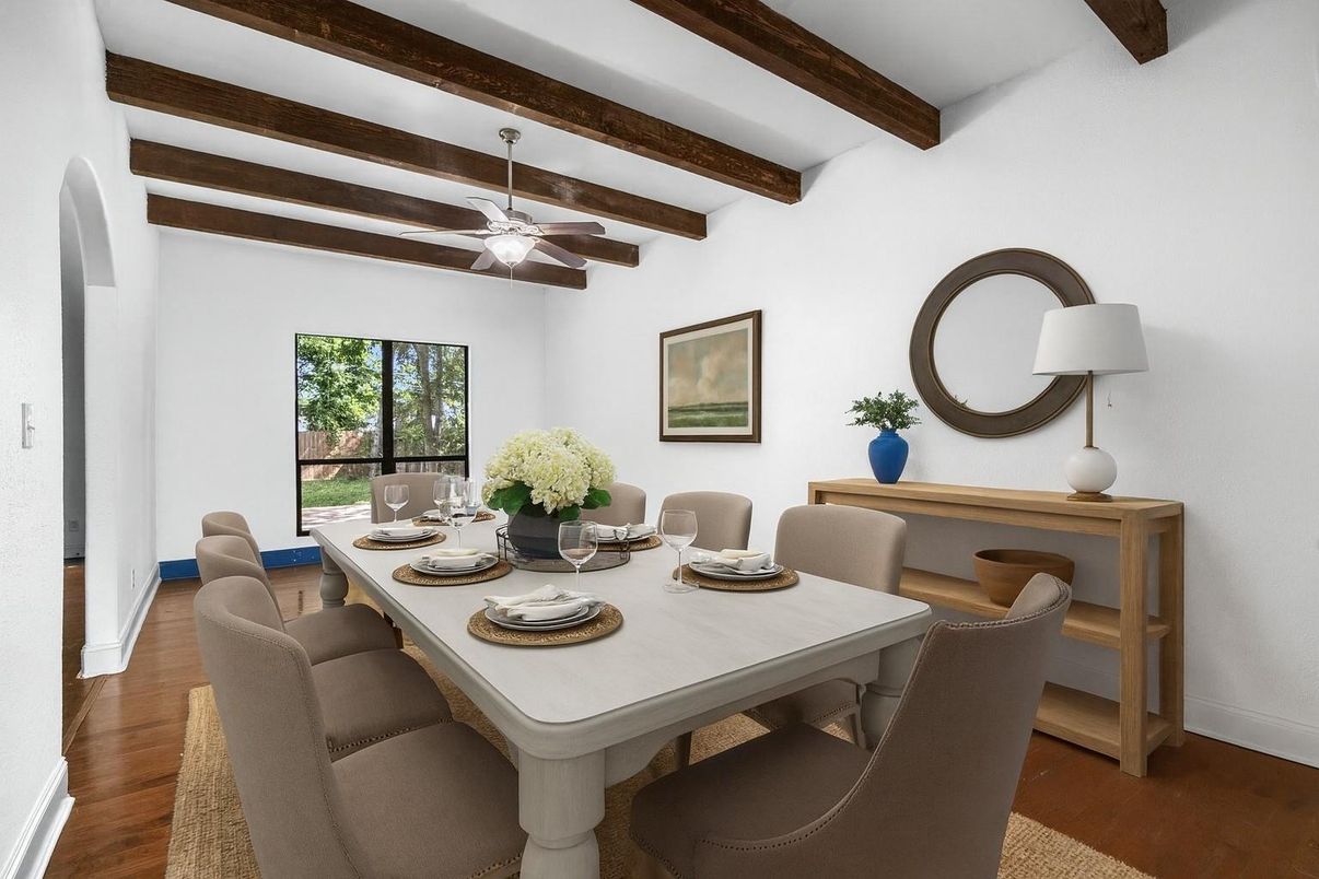 Dining room, Interior, Wooden Beams, Wood Texture Flooring
