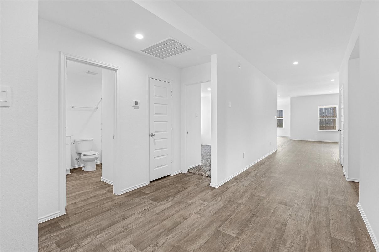 Bathroom, Interior, Recessed Lighting, Wood Texture Flooring