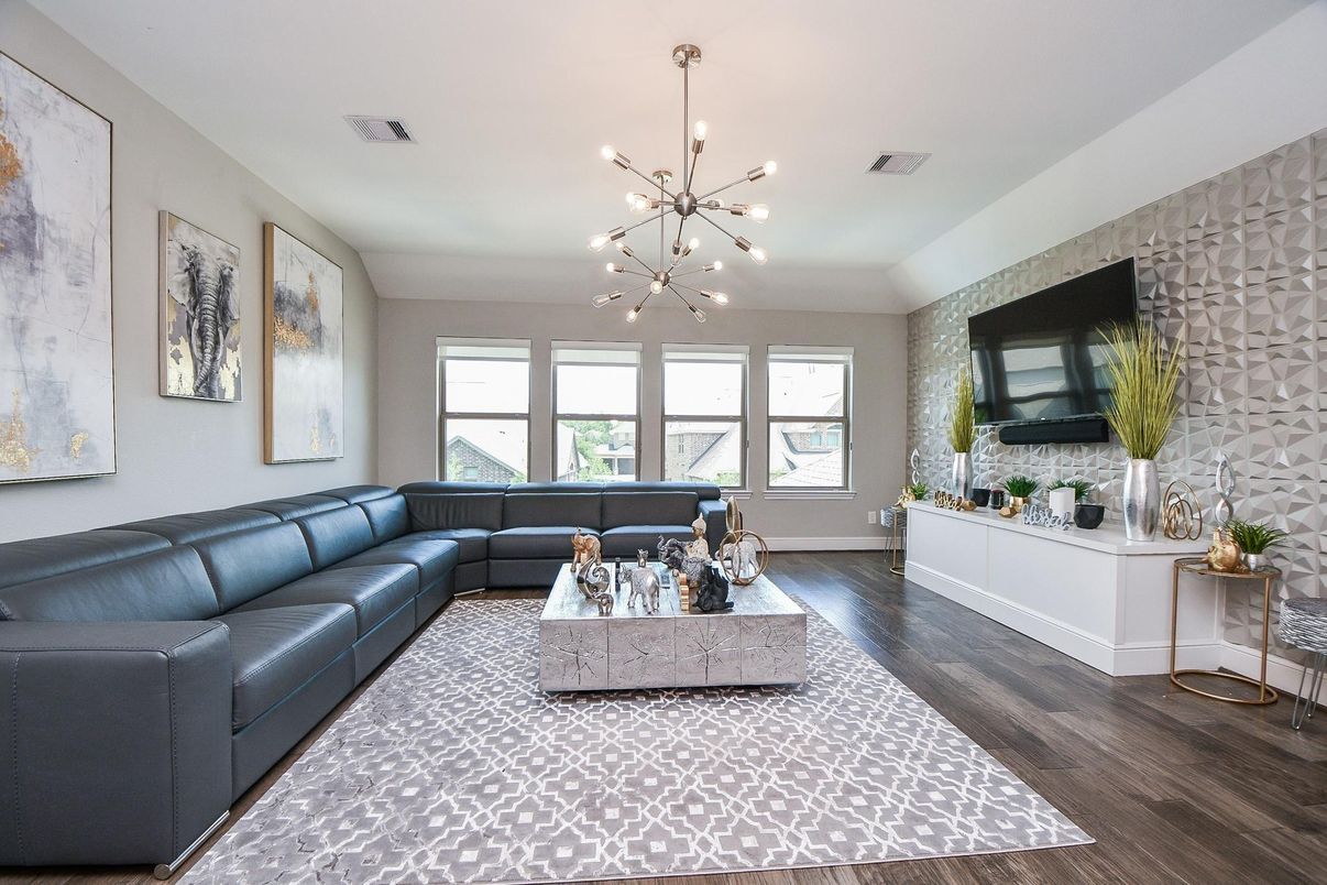Interior, Living room, Pendant Lights, Wood Texture Flooring