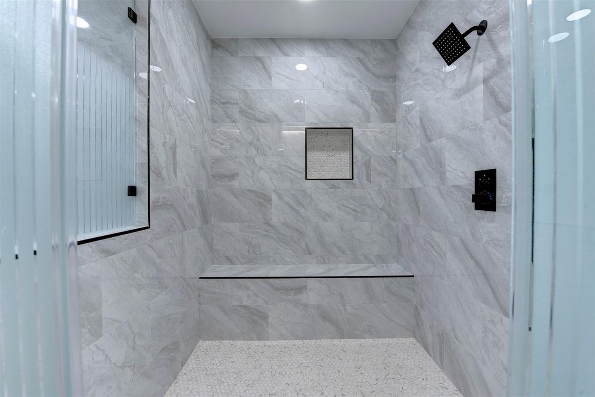 Bathroom, Glass Shower, Interior, Marble Walls