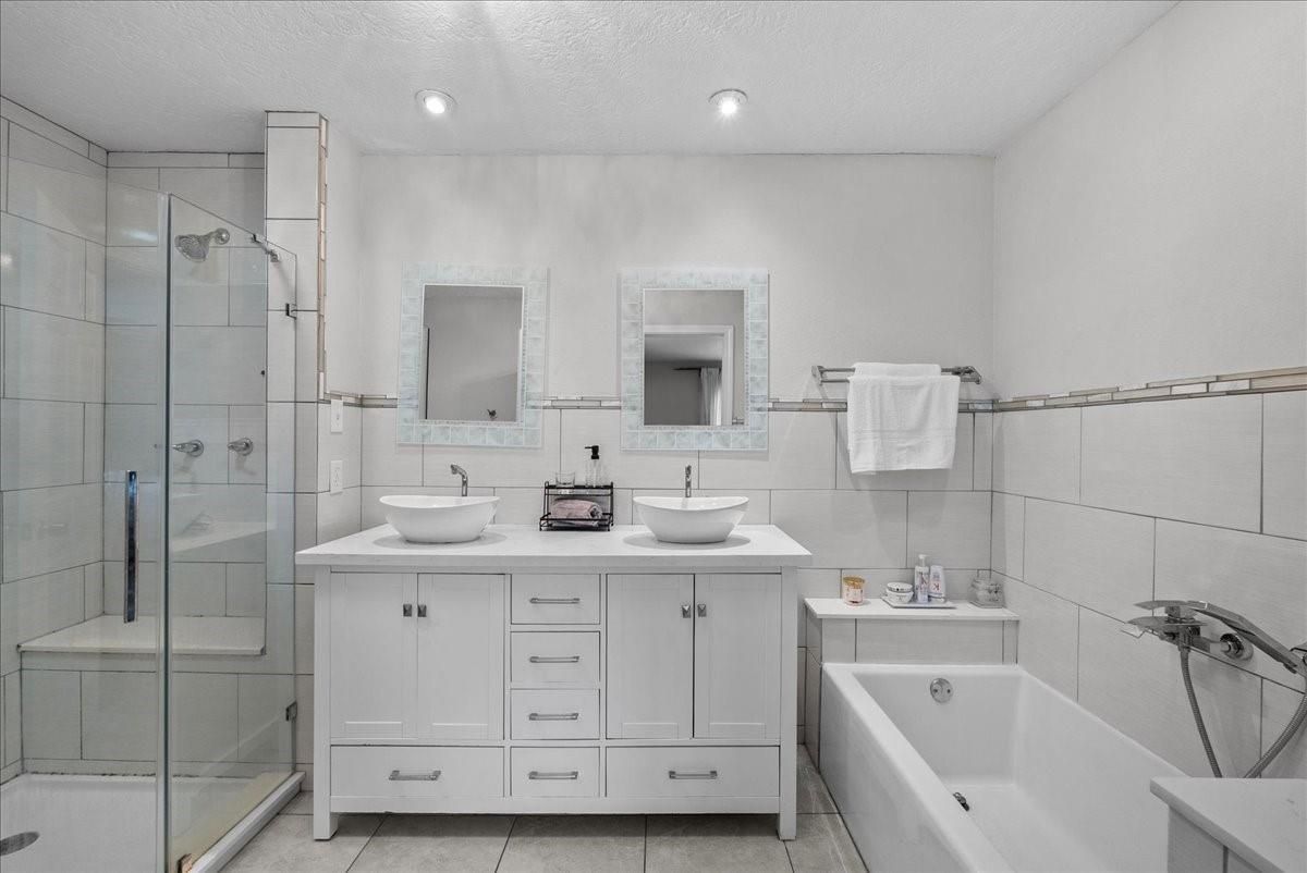 Bathroom, Dual Sink Vanities, Glass Shower, Interior, Recessed Lighting