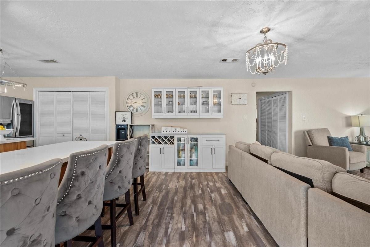 Chandelier, Interior, Kitchen, Living room, Wood Texture Flooring