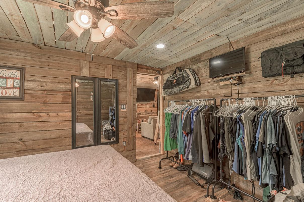 Interior, Recessed Lighting, Walk-in Closets, Wooden Ceilings, Wood Texture Flooring, Wooden Walls