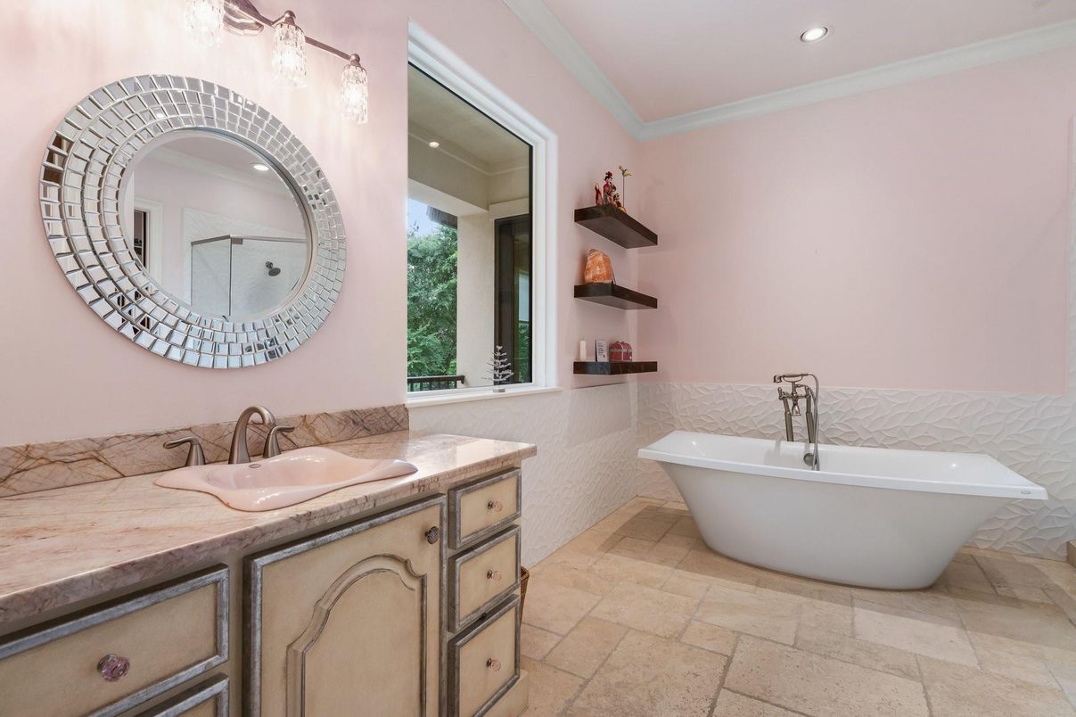 Bathroom, Dual Sink Vanities, Free Standing Baths, Interior, Recessed Lighting