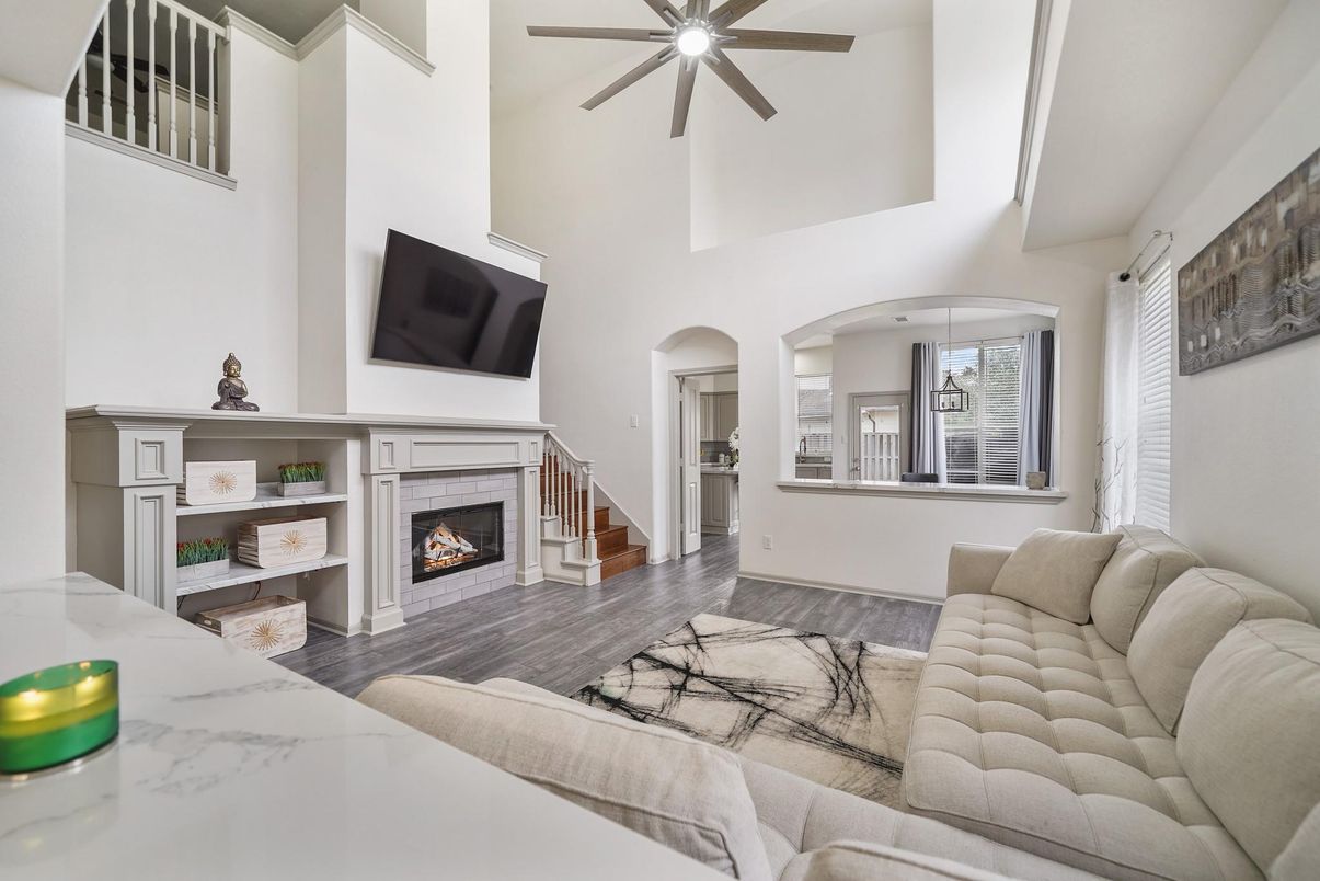 Fireplace, Interior, Living room, Wood Texture Flooring