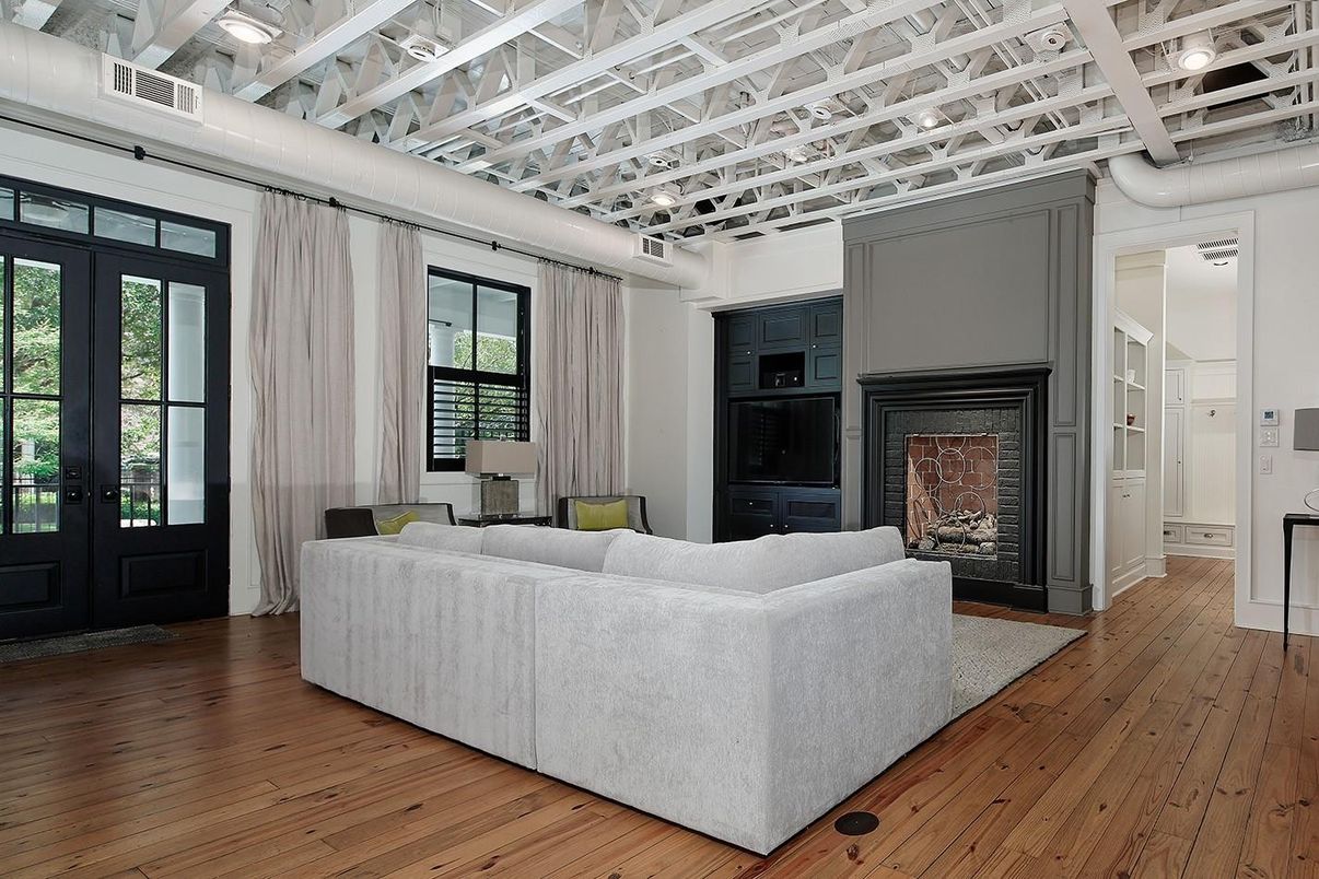 Fireplace, Interior, Living room, Wood Texture Flooring