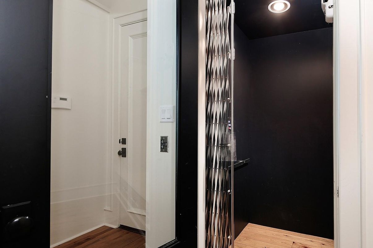 Elevator, Interior, Recessed Lighting, Wood Texture Flooring