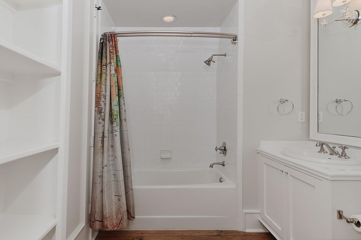 Bathroom, Interior, Recessed Lighting, Wood Texture Flooring