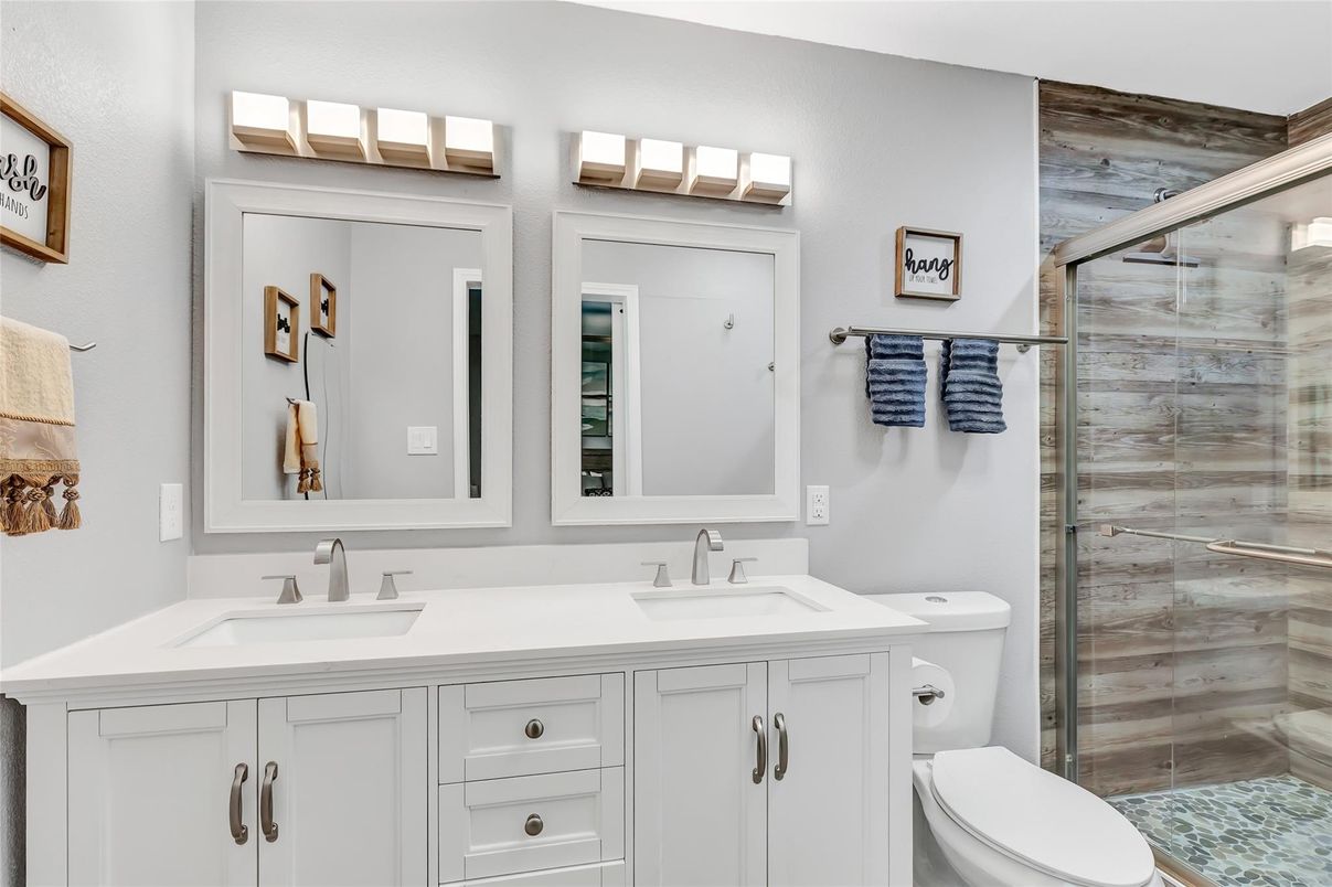 Bathroom, Dual Sink Vanities, Glass Shower, Interior