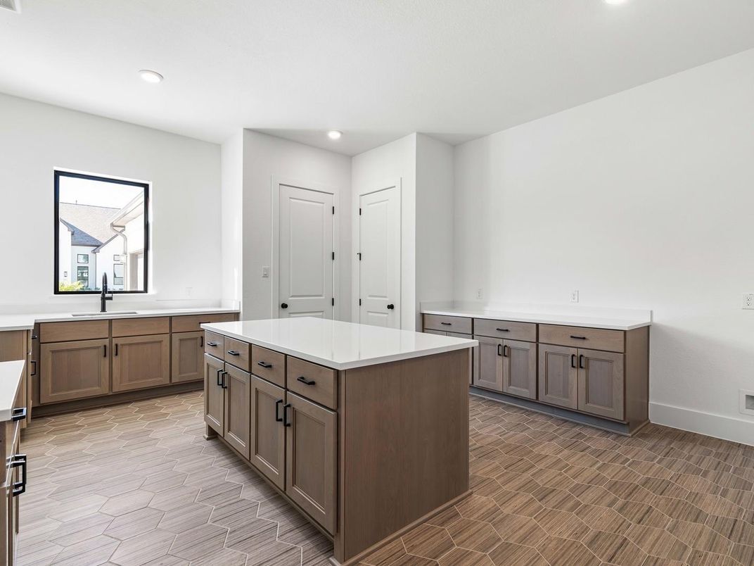 Interior, Kitchen, Recessed Lighting, Wood Texture Flooring