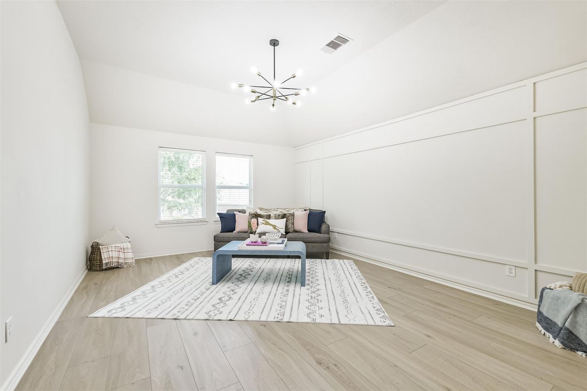 Interior, Living room, Pendant Lights, Wood Texture Flooring