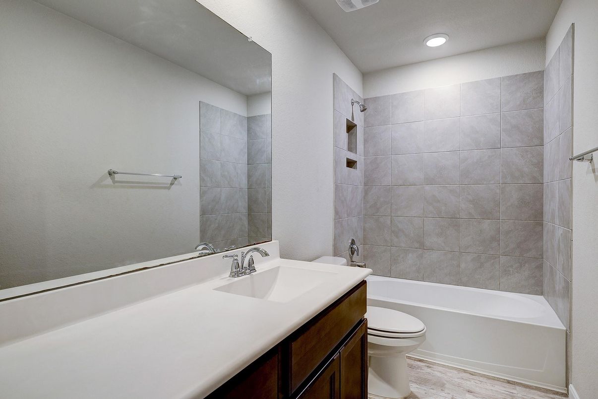 Bathroom, Interior, Recessed Lighting, Wood Texture Flooring