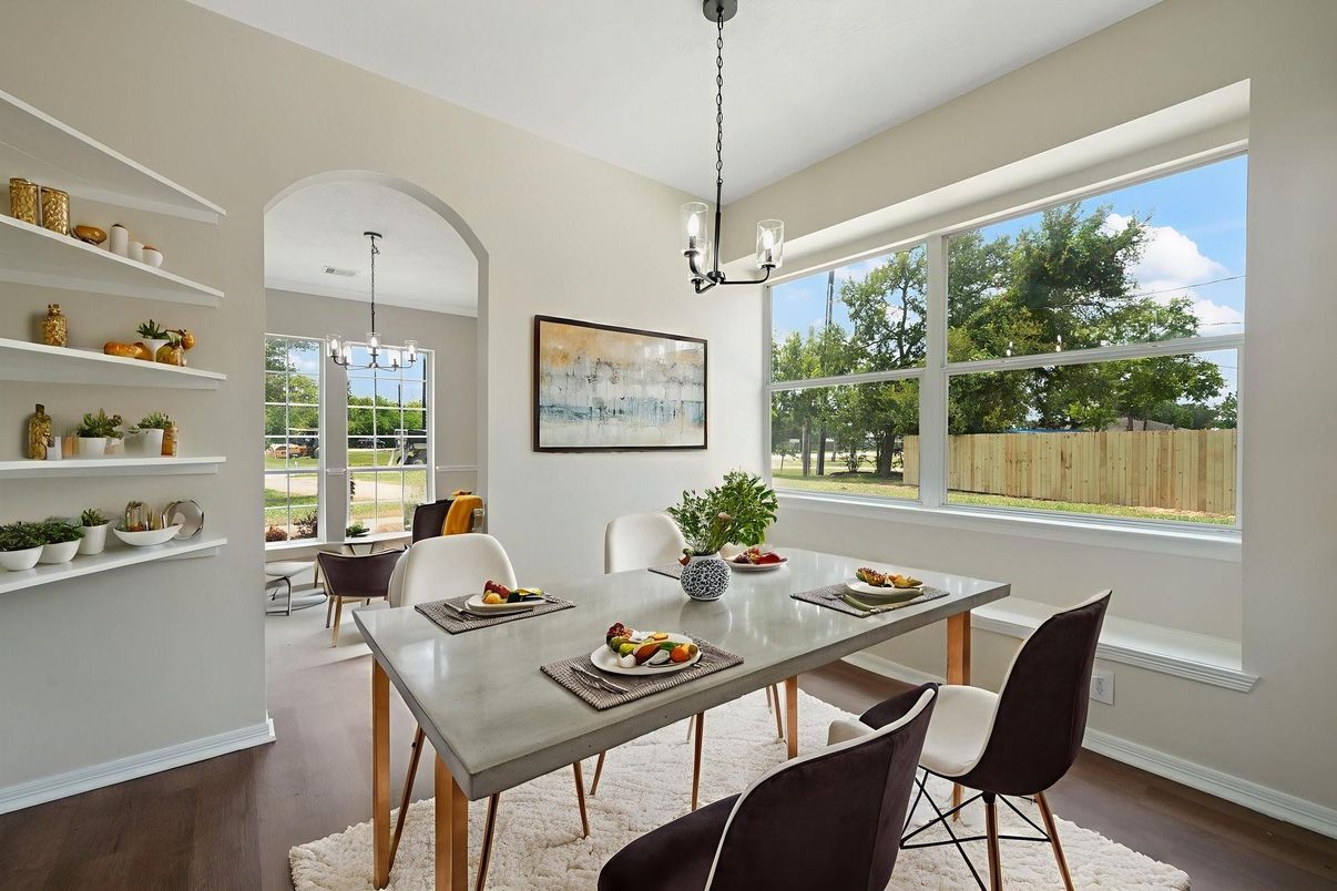 Chandelier, Dining room, Interior, Pendant Lights, Wood Texture Flooring