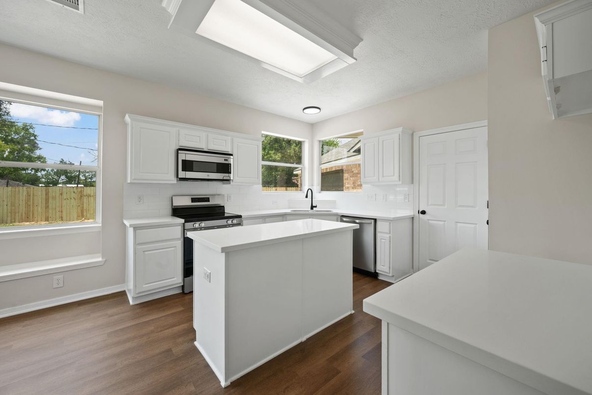 Interior, Kitchen, Stainless Steel Appliances, Wood Texture Flooring