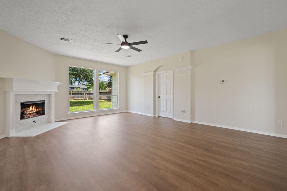 Empty room, Fireplace, Interior, Wood Texture Flooring