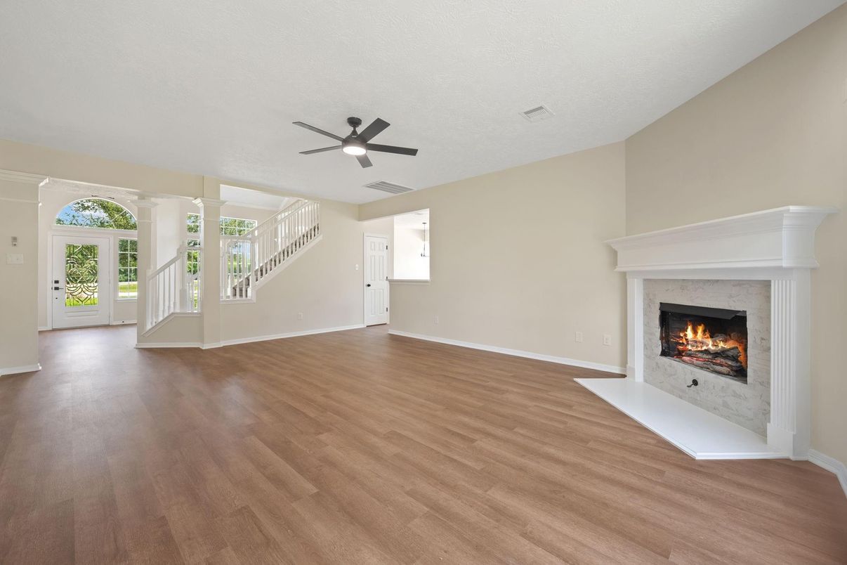 Empty room, Fireplace, Interior, Wood Texture Flooring