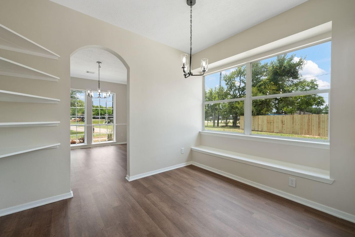 Chandelier, Empty room, Interior, Pendant Lights, Wood Texture Flooring