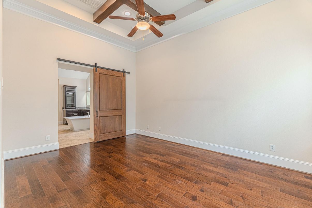 Bathroom, Empty room, Interior, Recessed Lighting, Wooden Beams, Wood Texture Flooring