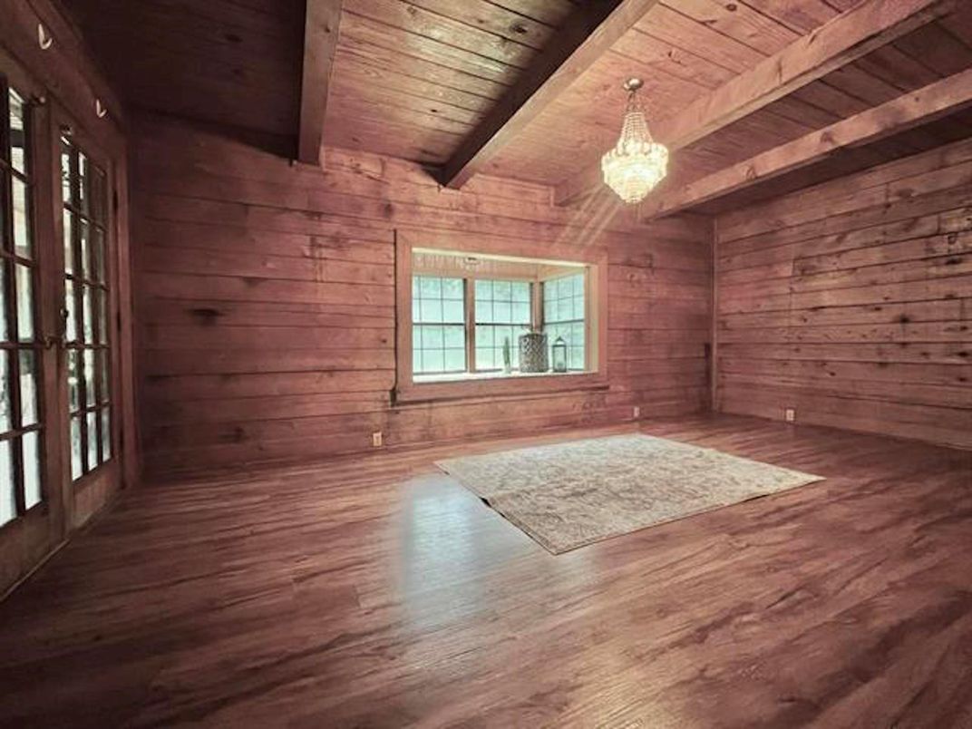Chandelier, Empty room, Interior, Wooden Beams, Wooden Ceilings, Wood Texture Flooring, Wooden Walls
