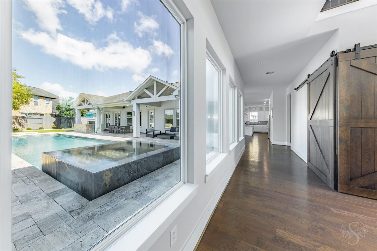 Interior, Pool, Recessed Lighting, Wood Texture Flooring