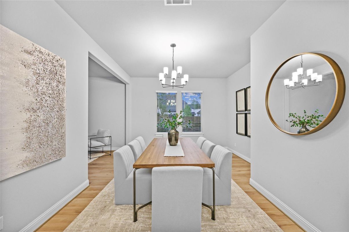 Chandelier, Dining room, Interior, Wood Texture Flooring