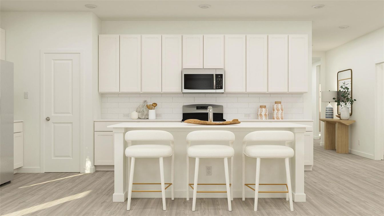 Interior, Kitchen, Recessed Lighting, Wood Texture Flooring
