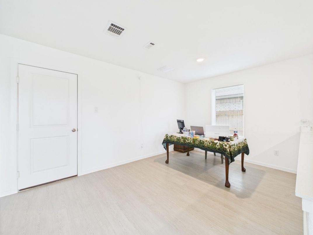 Home Office, Interior, Recessed Lighting, Wood Texture Flooring