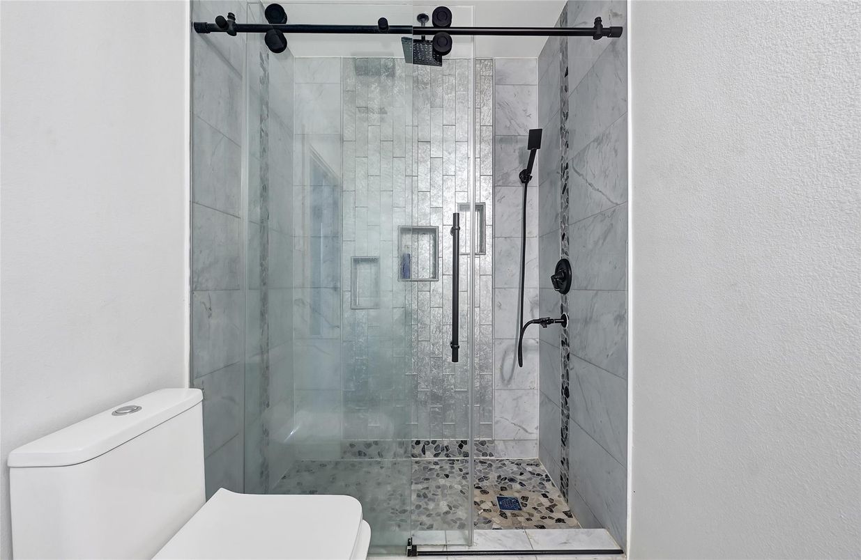 Bathroom, Glass Shower, Interior, Marble Walls