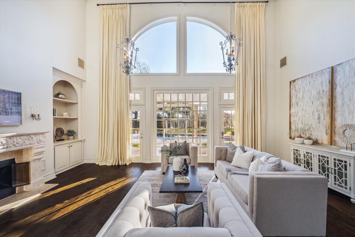 Chandelier, Fireplace, Interior, Living room, Wood Texture Flooring