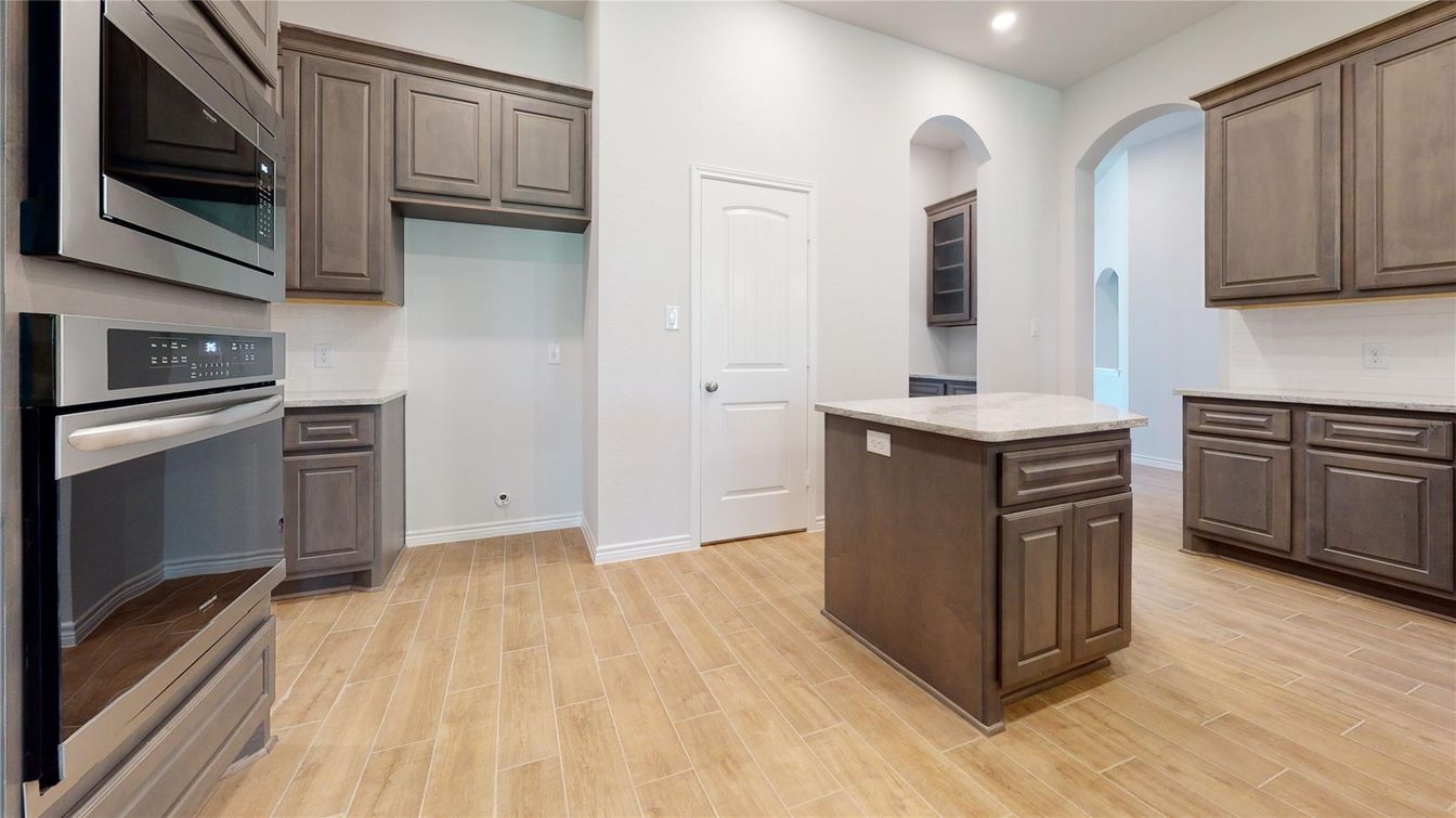 Interior, Kitchen, Recessed Lighting, Wood Texture Flooring