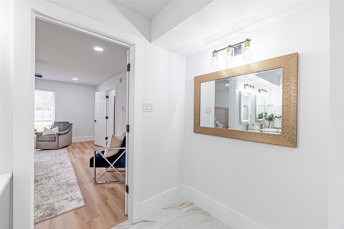 Interior, Marble, Recessed Lighting, Wood Texture Flooring